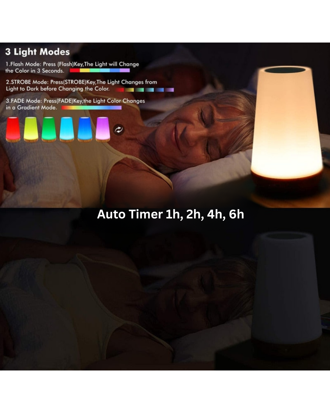 Dimmable Touch Lamp | 5 Brightness Levels | 13 RGB Colors