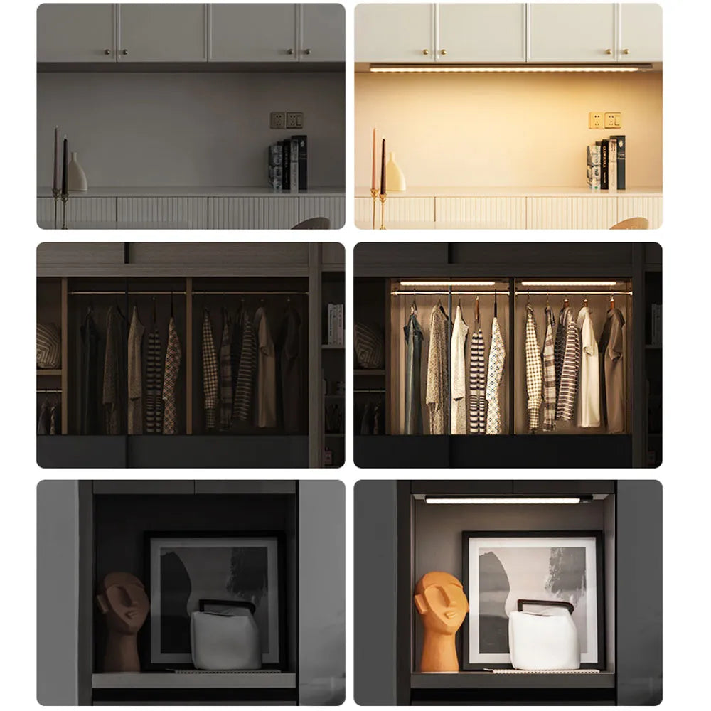 Motion Sensor Light Wireless LED Night Light USB Rechargeable Night Lamp Cabinet Wardrobe Lamp Under Backlight For Kitchen