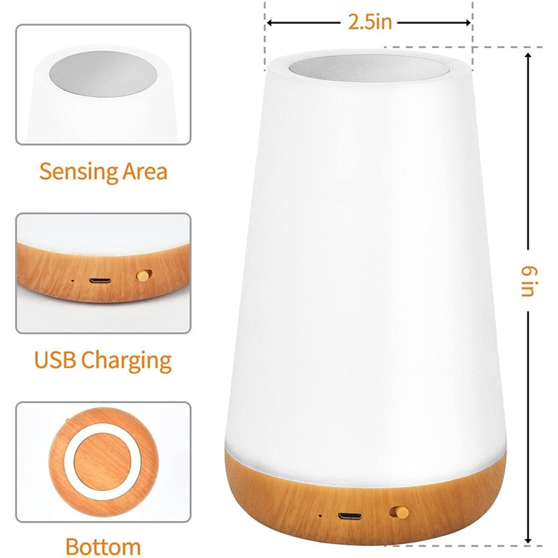 Dimmable Touch Lamp | 5 Brightness Levels | 13 RGB Colors