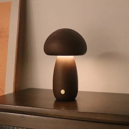 Wooden Mushroom Touch Night Light | LED Bedside Lamp (Beech/Rubber Wood)